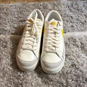 Nike White and Yellow Women's Sneakers